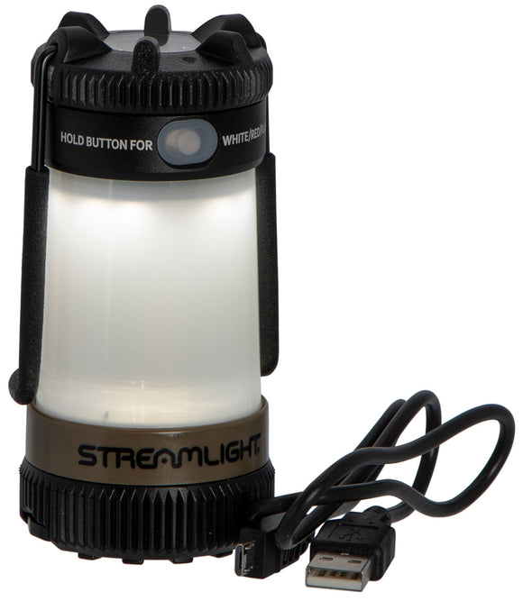 Streamlight 44956 Siege X USB Lantern 325/300/170/40/30 Lumens White/Red LED Thermoplastic Coyote CR18650/CR123A