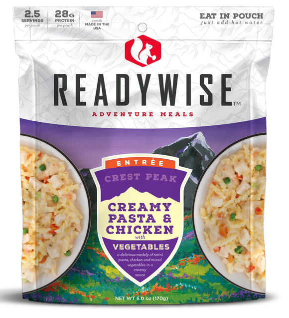 Wise Foods RW05-006 Outdoor Food Kit Crest Peak Creamy Pasta and Chicken Meat/Pasta 6 Per Case 2.5 Servings Outdoor Camping Pouches