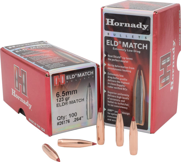 Hornady 26176 ELD Match  6.5 Creedmoor .264 123 gr Extremely Low Drag-Match 100 Per Box