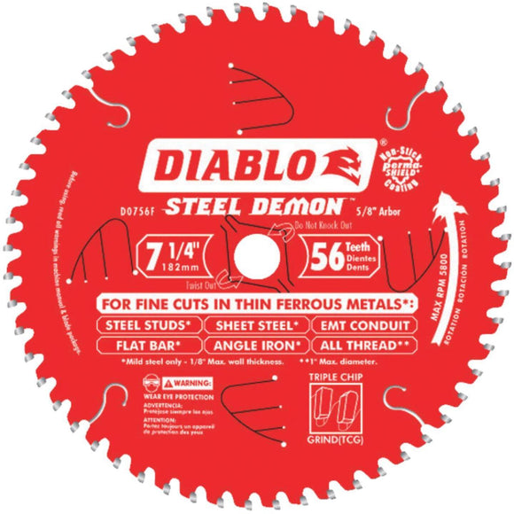 Diablo Steel Demon 7-1/4 In. 56-Tooth Thin Ferrous Metals Circular Saw Blade
