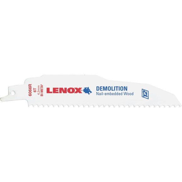 Lenox 6 In. 6 TPI Wood w/Nails Demolition Reciprocating Saw Blade (2-Pack)