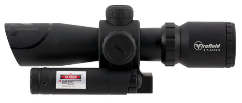 Firefield FF13063 Barrage 1.5-5x 32mm Obj 42-14.7 ft @ 100 yds FOV Black Matte Finish Illuminated Red/Green Mil-Dot (SFP)