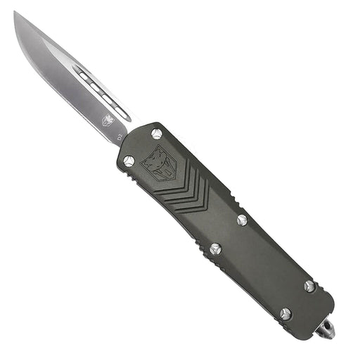 Cobra Tec Knives SGYFSXSDNS FS-X Small 2.50 Drop Point Plain D2 Steel Gray Aluminum Handle OTF