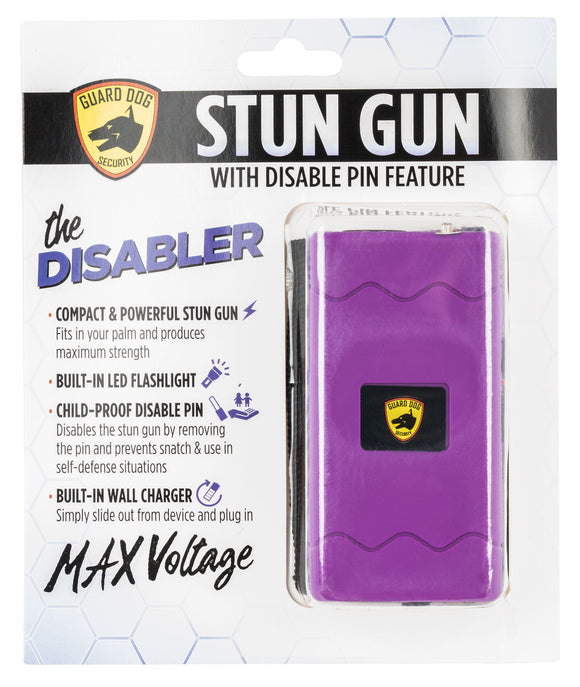 Guard Dog SDGDDHVPR Disabler Stun Gun  with Flashlight Purple Rubber Coated