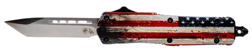 Templar Knife SWUS232 Wood US Flag Small 2.25 Tanto Plain 440C Stainless Steel Painted Wood Grain US Flag Zinc Aluminum Alloy Handle OTF