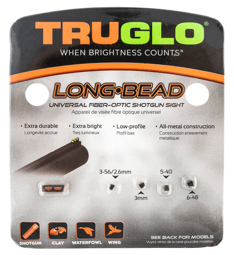 Truglo TG947UG Long Bead Universal Metal Shotgun w/Vent & 6-48 Base Rib Fiber Optic Green Black