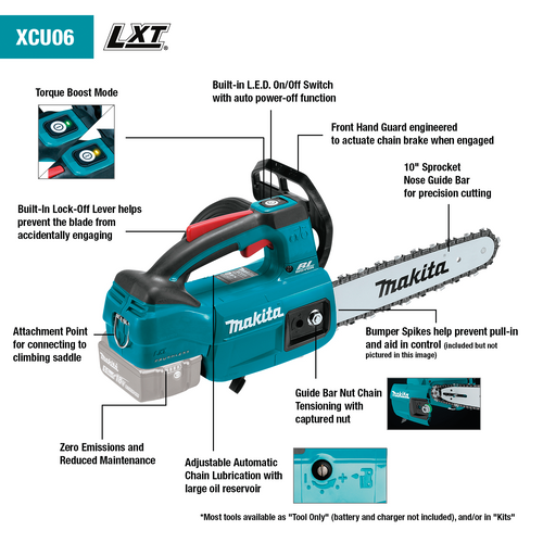 Makita 18V LXT® Lithium‑Ion Brushless Cordless 10 Top Handle Chain Saw Kit (4.0Ah)