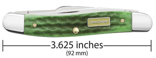 Case John Deere Corn Cob Jig Bright Green Bone Medium Stockman with Sheepfoot Blade (Bright Green Bone - John Deere - Yellow Shield)