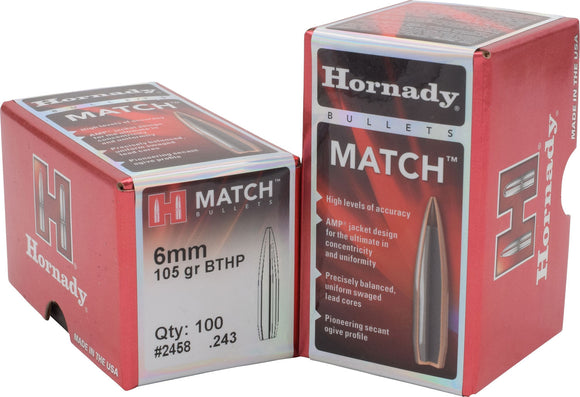 Hornady 2278 Match  .22 Cal .224 68 gr Boat Tail Hollow Point Match 100 Per Box