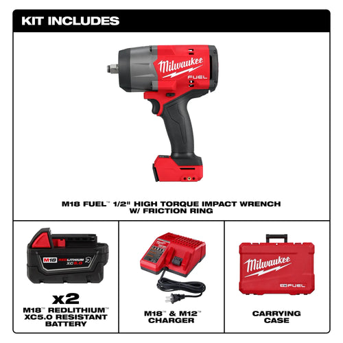 Milwaukee M18 FUEL™ 1/2 High Torque Impact wrench w/ Friction Ring Kit (1/2 (2967-22))