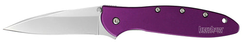 Kershaw 1660PUR Leek  3 Modified Drop Point Plain Bead Blasted 14C28N Sandvik Purple Anodized Aluminum Handle Folding