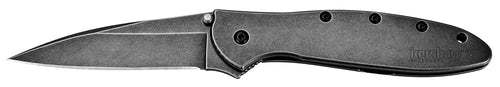 Kershaw 1660BLKW Leek  3 Drop Point Plain DLC Blackwash 14C28N Sandvik DLC BlackWash 410 Stainless Handle Folding