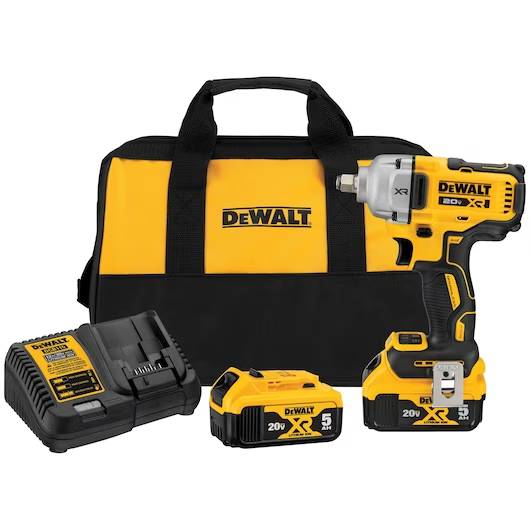 Dewalt 20V MAX* XR® 1/2 in. Mid-Range Impact Wrench Kit with Hog Ring Anvil (1/2