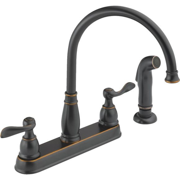 Delta Windemere Dual Handle Lever Kitchen Faucet with Side Spray, Oil-Rubbed Bronze