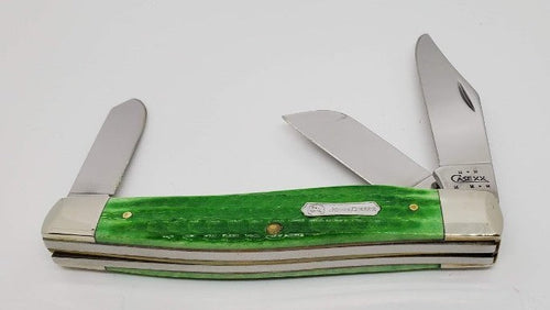 Case XX John Deere Large Stockman Bright Green Bone Pocket Knife 6375