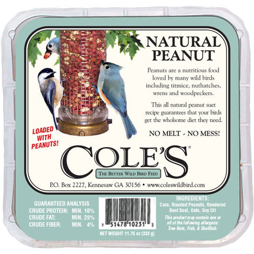 Cole's Wild Bird Products Natural Peanut Suet Cake (13.5 oz)