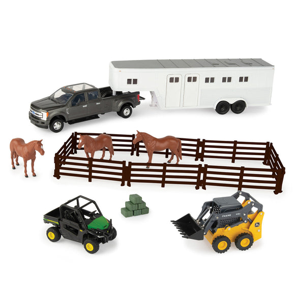 John Deere 1:32 John Deere Hobby Set with Skid Loader, Gator, Ford Pick up and Trailer (21-Piece Hobby Set)