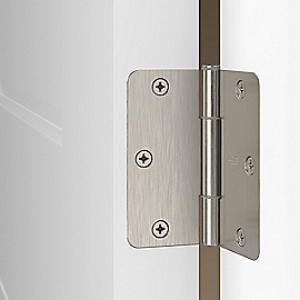 National Hardware Squeak Guard Door Hinges 5/8 In. Radius Round Corners 3.5, Satin Nickel