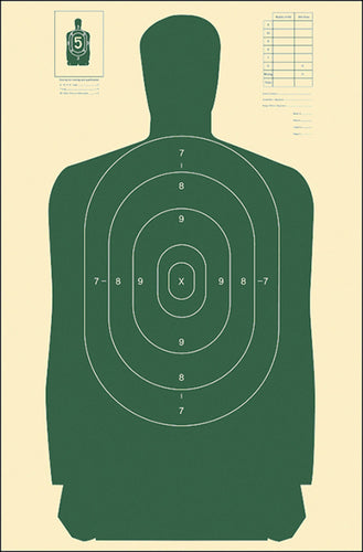 Action Target B-27SGREEN-100 B-27S Qualification Target Silhouette Hanging Paper Target 24 x 45 100 Per Box