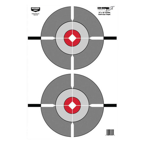 Birchwood Casey 37207 EZE-Scorer Double Bull's-Eye Bullseye Paper Target 12 x 18 10 Per Pack