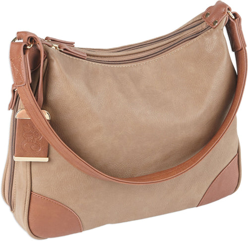 Bulldog BDP014 Hobo Purse w/Holster Taupe w/Tan Trim Leather Small Autos, Revolvers Ambidextrous Hand