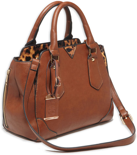 Bulldog BDP024 Satchel Purse w/Holster Chestnut Leather Small Autos, Revolvers Ambidextrous Hand