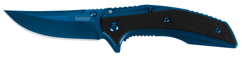 Kershaw 8320 Outright  3 Trailing Point Plain Blue PVD 8Cr13MoV G10 Black/Stainless Blue Handle Folding