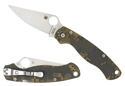 Spyderco C Para Military 2  3.44 Plain CPM S30V Stainless Steel Black CPM S30V G10 Digital Camo Handle Folding