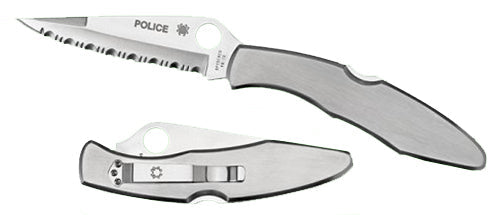 Spyderco C07P Police  4.13 VG-10 Stainless Steel Clip Point Stainless Handle Folding Plain Edge