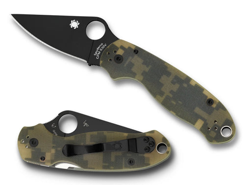 Spyderco C223GPCMOBK Para 3  2.95 CPM-S30V Stainless Steel, DLC Black Drop Point G10 Camo Handle Folding