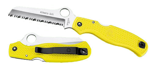 Spyderco C89SYL Atlantic Salt Lightweight 3.69 Sheepsfoot Serrated H1 Steel FRN Yellow Handle Folding