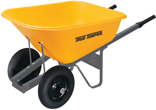True Temper 6 Cubic Foot RP6DW8 Poly Wheelbarrow With Dual Wheels