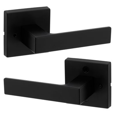 Kwikset Singapore Lever (Square) - Bed/Bath, Matte Black