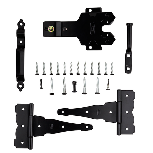National Hardware Deluxe Latches Decorative T-Hinges Gate Kit, Black