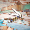 Case Smooth Natural Bone Stained Glass Trapper Cross in Jewel Box