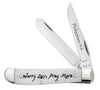 Case XX Religious Sayings Worry Less, Pray More Embellished Smooth Natural Bone Mini Trapper