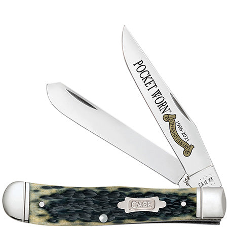 Case Trapper Pocket Worn Olive Green Bone Peach Seed Jig