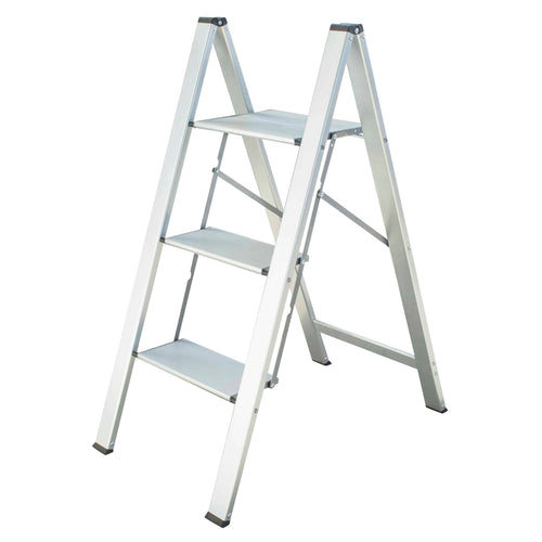 AmeriHome Three Step Ultra Slim Aluminum Folding Utility Step Ladder