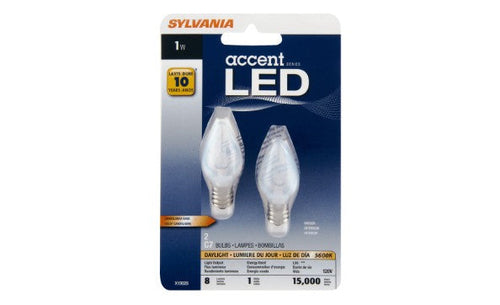 Sylvania LED Accent Daylight Bulb C7 Candelabra Base 120V Light Bulb 0.6W Equivalent