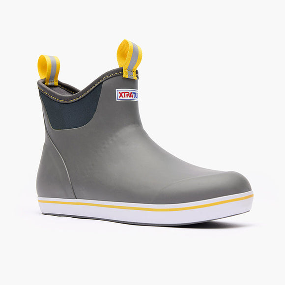 XtraTuf Men's 6 in Ankle Deck Boot Gray/Yellow