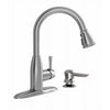 McKenzie Pull Down Kitchen Faucet With Soap Dispenser, Stainless Steel