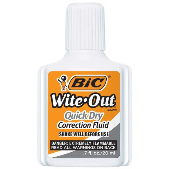 BIC Wite-Out Brand Quick Dry Correction Fluid (20 mL Bottle 12 Count)