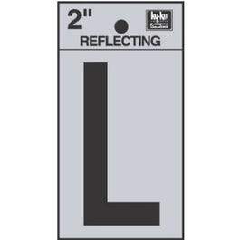 Address Letters, L, Reflective Black/Silver Vinyl, Adhesive, 2-In.