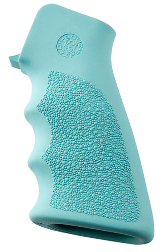 Hogue 15015 Rubber Grip with Finger Grooves with Finger Grooves AR-15 Textured Aqua Blue