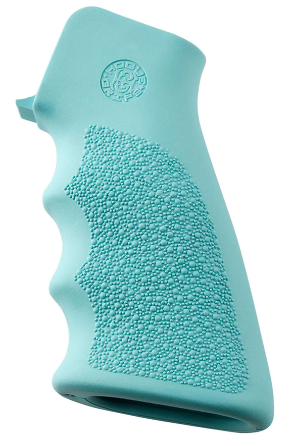 Hogue 15015 Rubber Grip with Finger Grooves with Finger Grooves AR-15 Textured Aqua Blue
