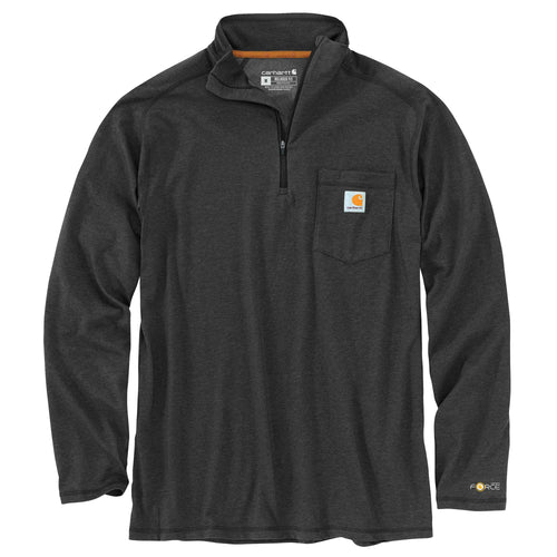 Carhartt Force Relaxed Fit Midweight Long-Sleeve Quarter-Zip Mock-Neck T-Shirt (Black)