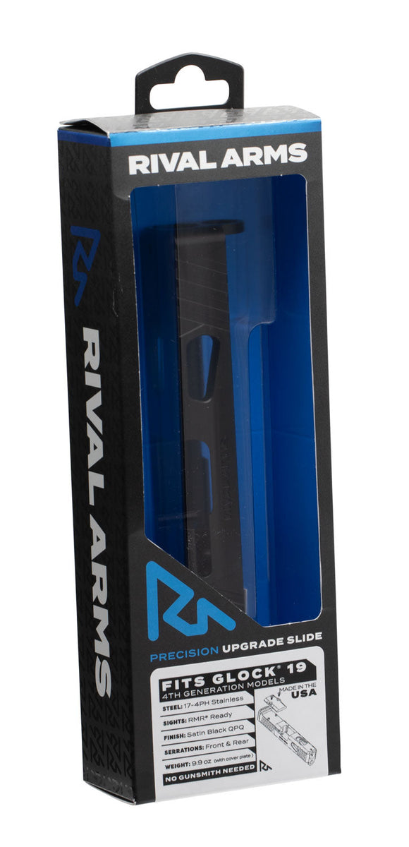 RIVAL ARMS RA10G204A Precision Slide RMR Ready Compatible with Glock 19 Gen 4 17-4 Stainless Steel Black