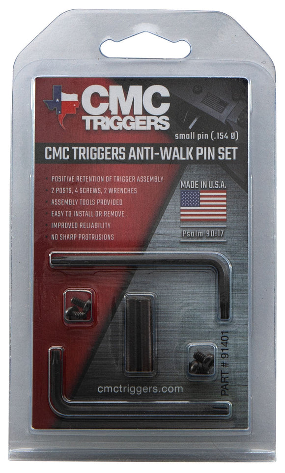 CMC Triggers 91401 Anti-Walk Pin Set  Small Black Anodized Steel AR15