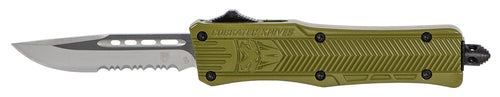 Cobra Tec Knives SODCTK1SDS CTK-1 Small 2.75 Drop Point Part Serrated D2 Steel OD Green Aluminum Handle OTF