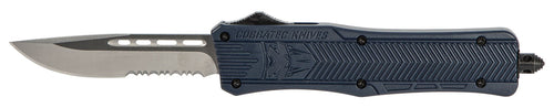 Cobra Tec Knives MNYCTK1MDS CTK-1 Medium 3 Drop Point Part Serrated D2 Steel NYPD Blue Aluminum Handle OTF